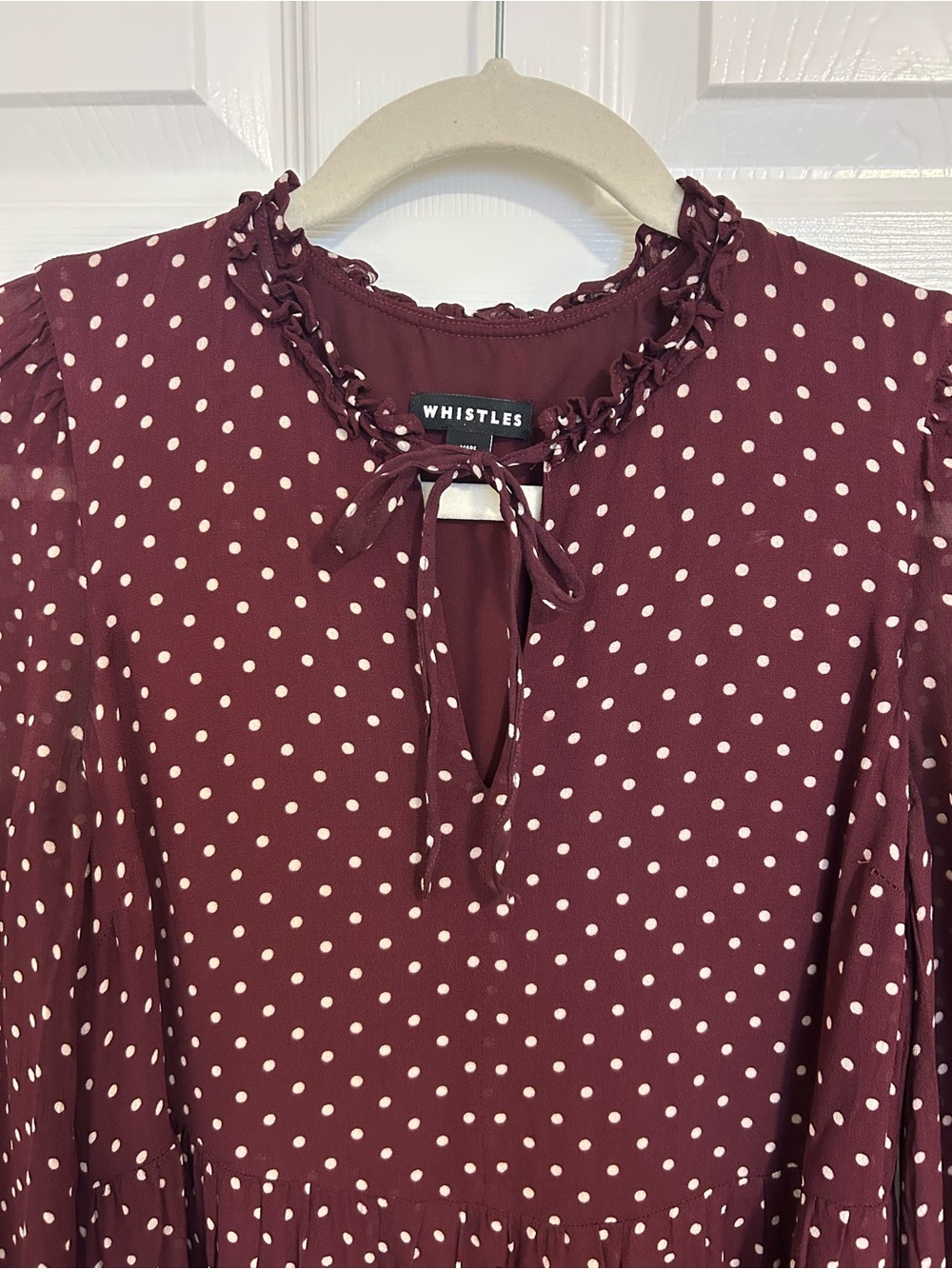Whistles Maroon Polka Dot Dress